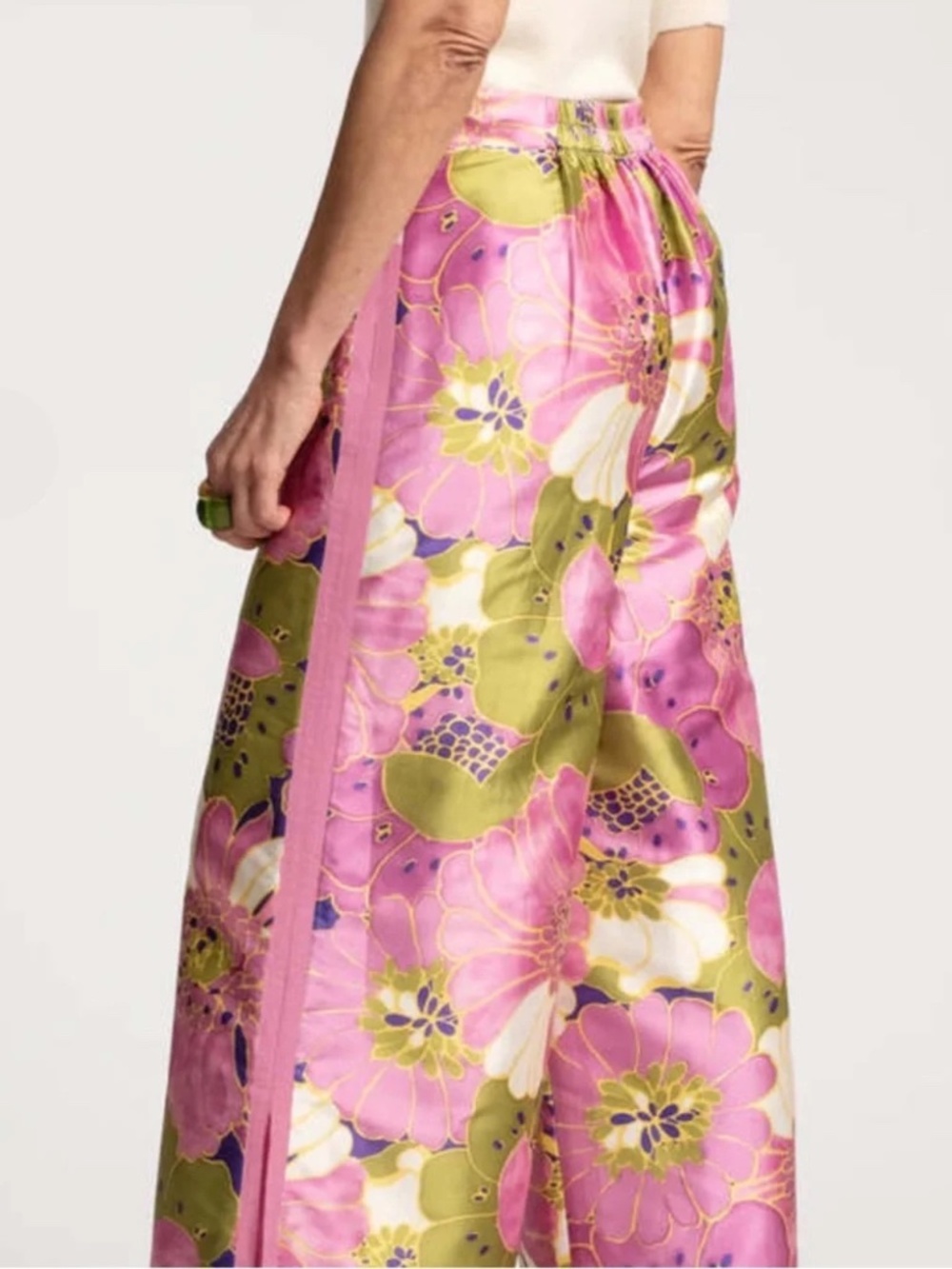 Frances Valentine African Daisy Palazzo Pants Wide Leg Floral Size 8 - Picture 4 of 5